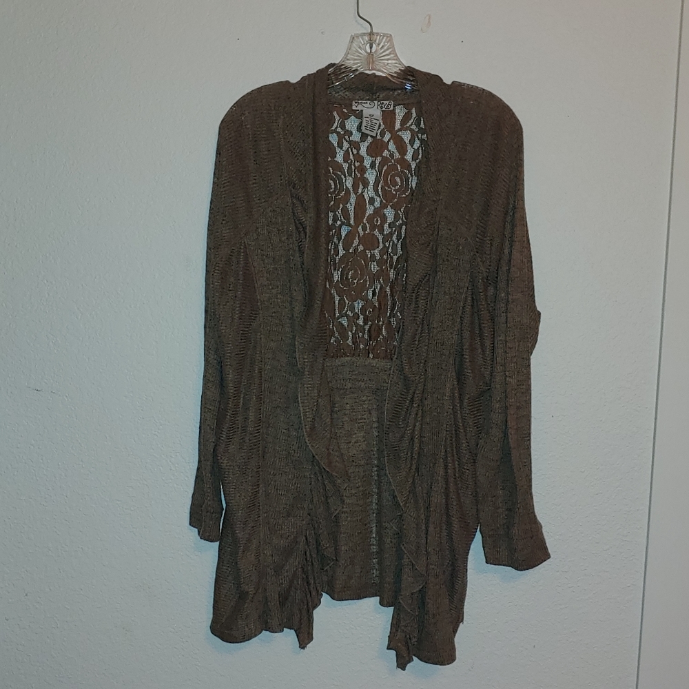 Brown cardigan with lacy backing